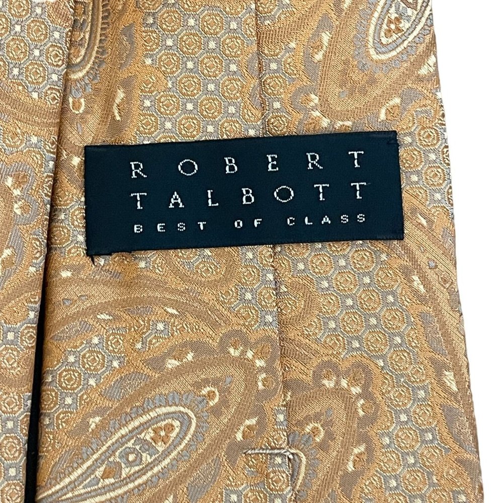 Robert Talbott Best of Class Gold/Brown Paisley Silk Tie - Picture 4 of 6